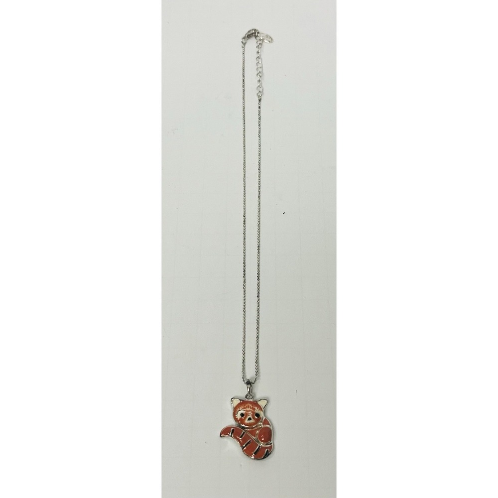 Adult Jewels Red Panda 3D Enamel Pendant Charm 18" Silver Ball Chain Necklace